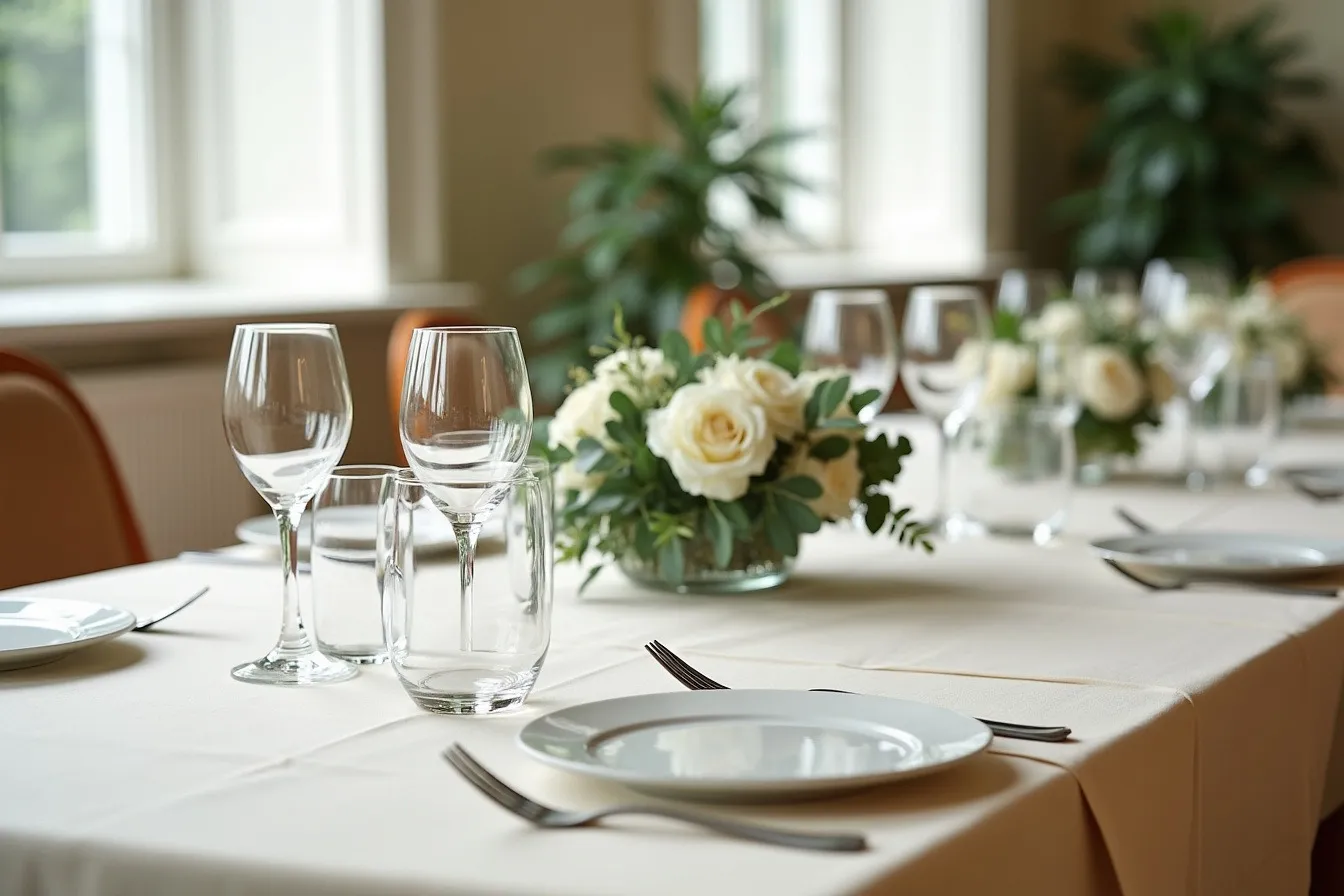 A table set for an OFAWL networking luncheon